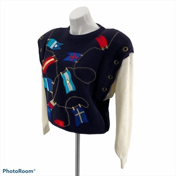 BONNIE BOERER RARE Vintage Nautical Yachting Sweater Size S NEW - Picture 8 of 11